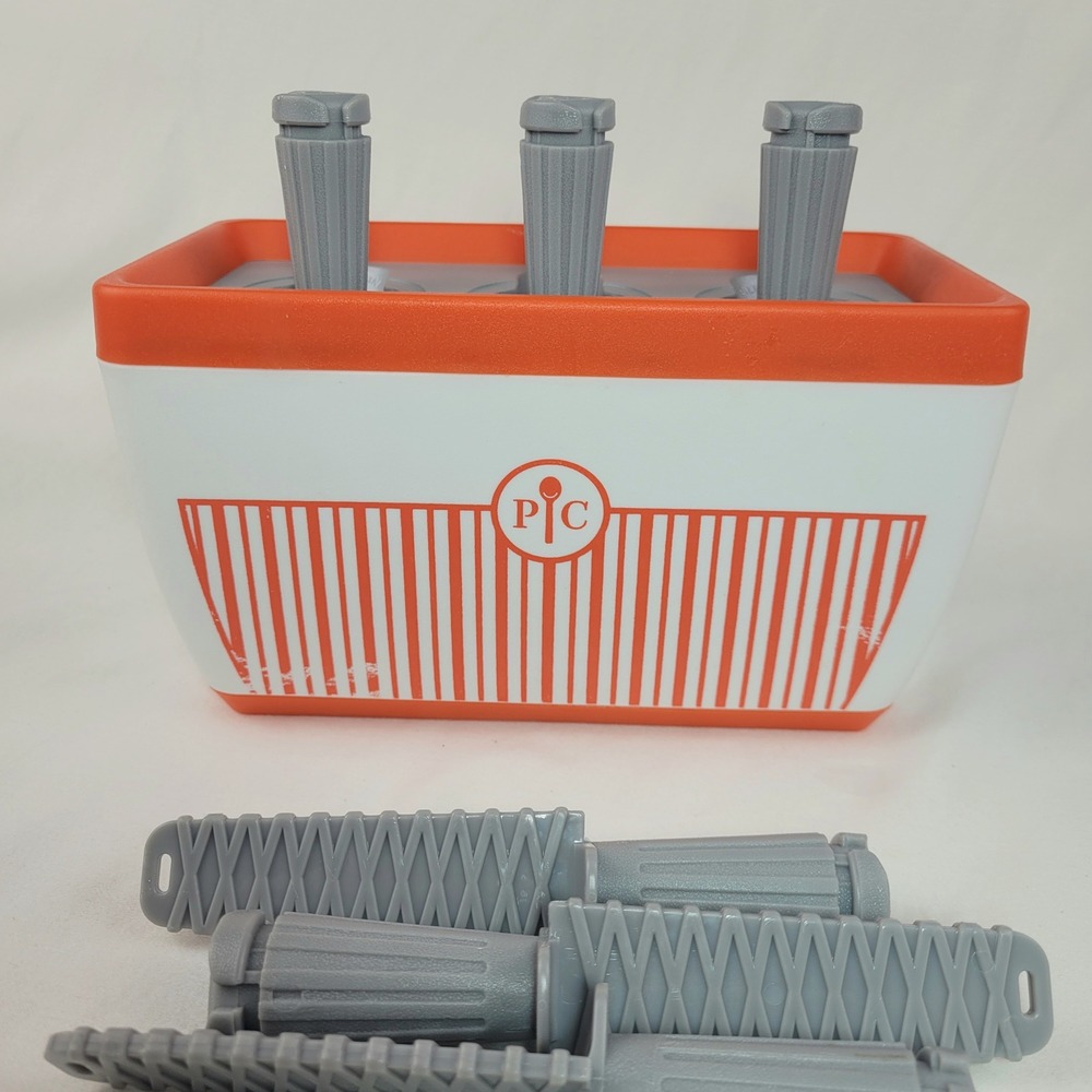 Pampered Chef Quicksicle Maker Orange White Frozen Pop Maker with 6 Sticks